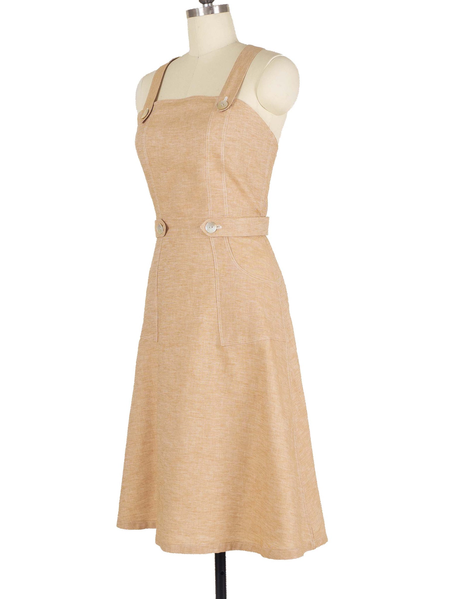 Dory Dress | Vintage-Inspired Apron Dress in Mustard Ramie Linen Twill