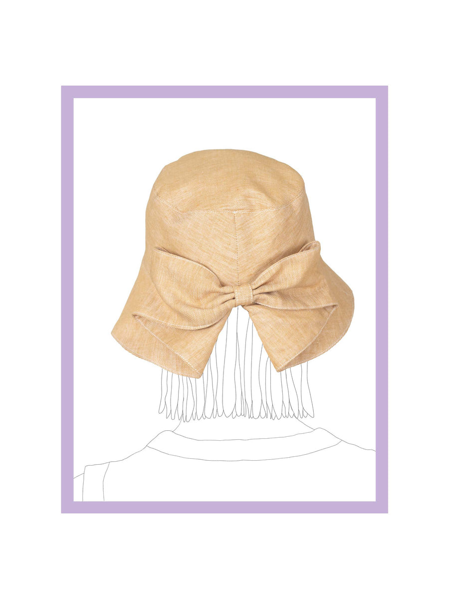 Bow Bucket Hat in Ramie Twill