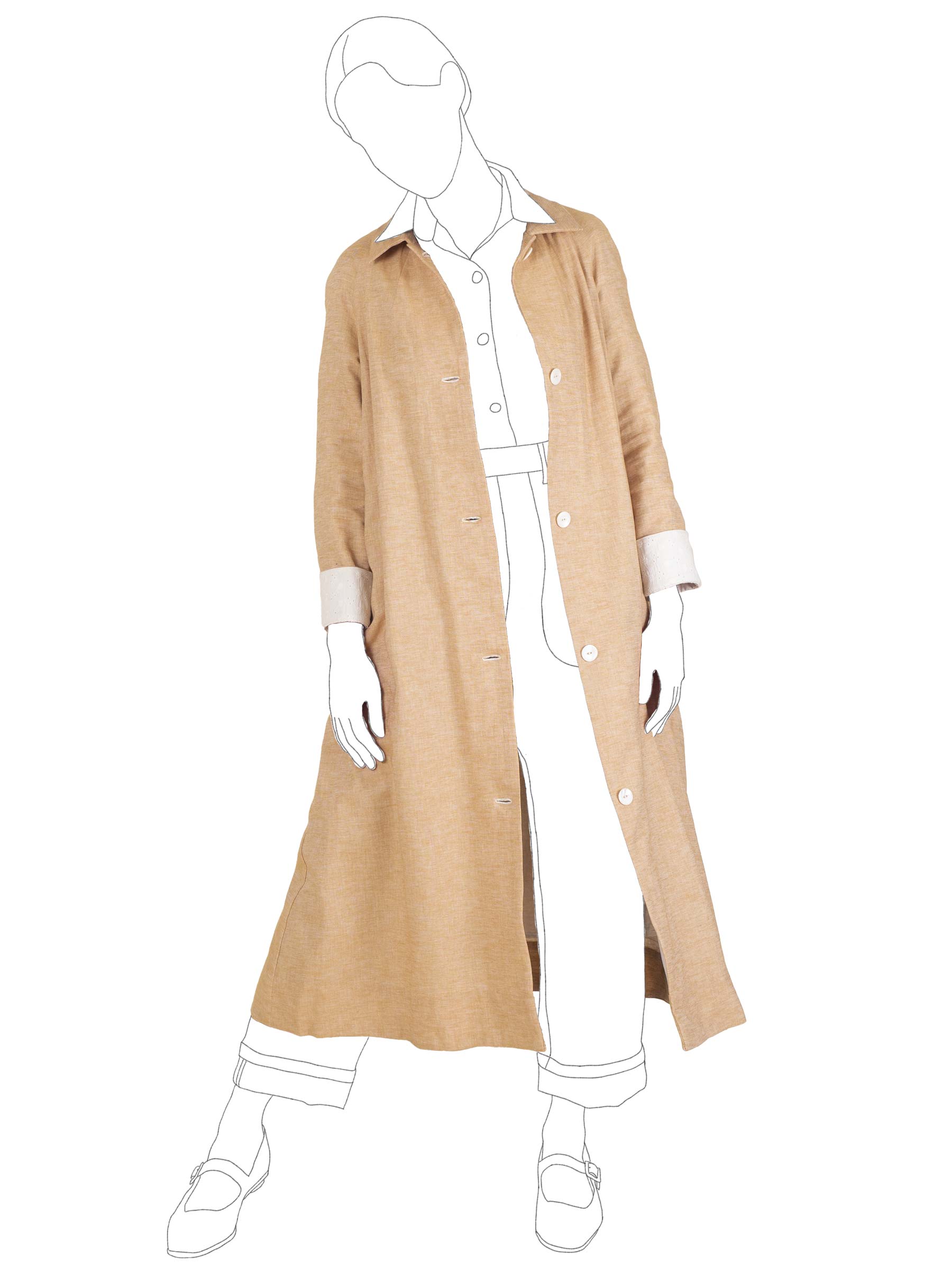 Cheyenne Jacket | Long Lightweight Duster in Mustard Ramie Linen