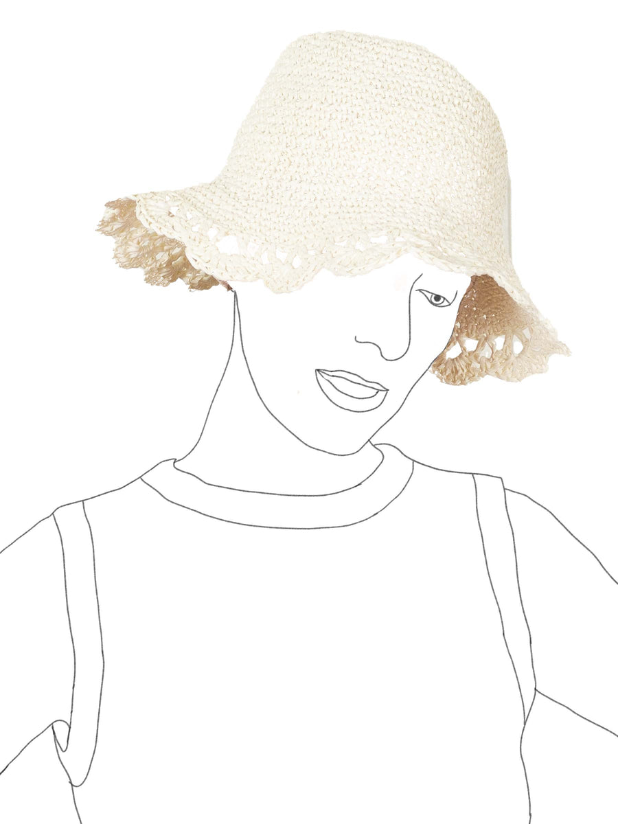 Crochet Sunhat in Cream Recycled Paper