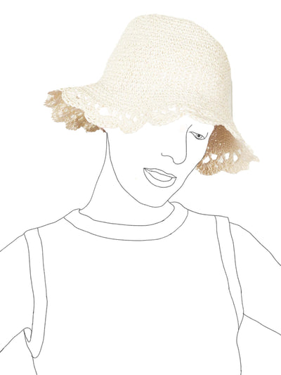 Crochet Sunhat in Cream Recycled Paper – 