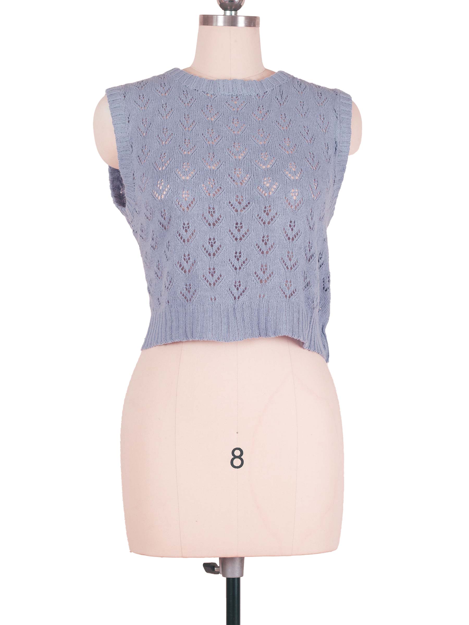 【KOOLOSET】Lace Collar Knit Vest Crocus Vest | Sleeveless Cropped Knitted Vest in Purple