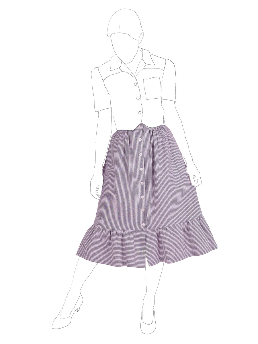 Summer Skirt in Seersucker Stripe