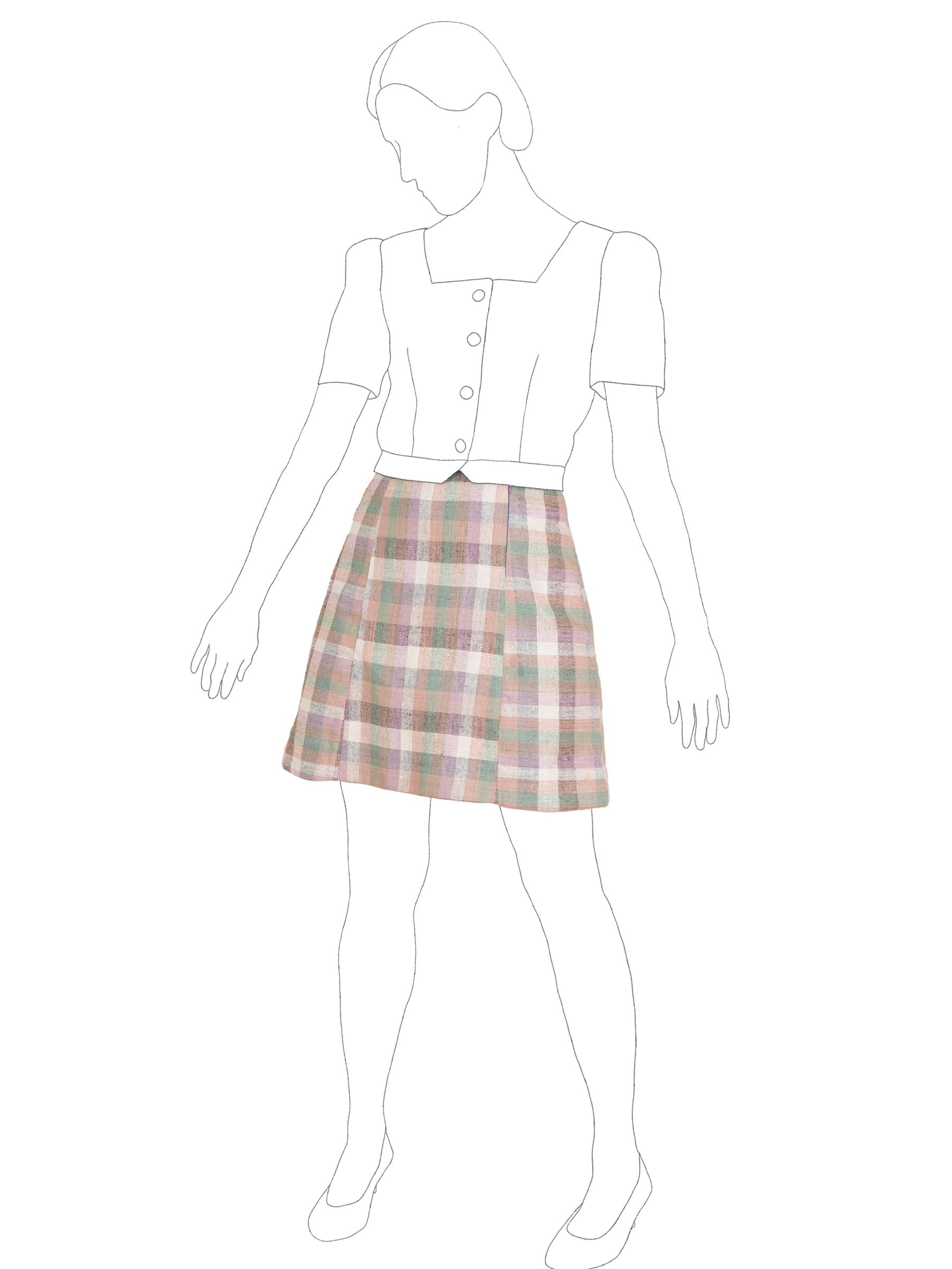 Mary Skirt | Paneled Miniskirt in Multicolor Silk Tweed