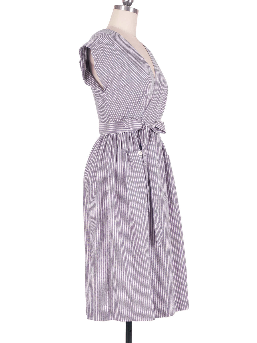 Wisteria Dress in Seersucker Stripe